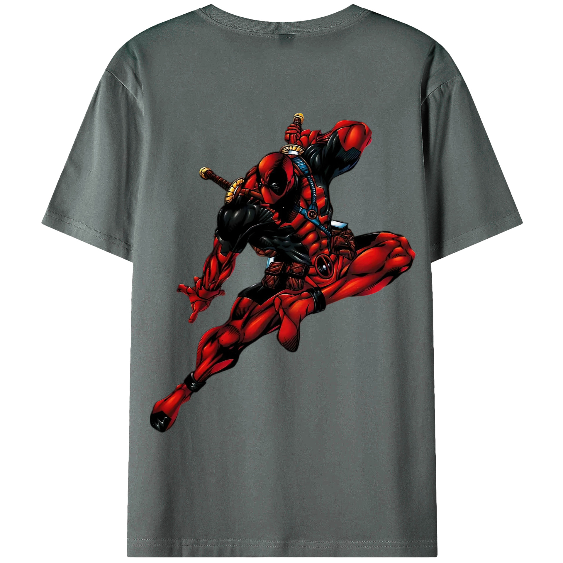 （画像用） Deadpool デッドプール 綿100％ メンズ半袖Tシャツ（バックプリント） 通気性